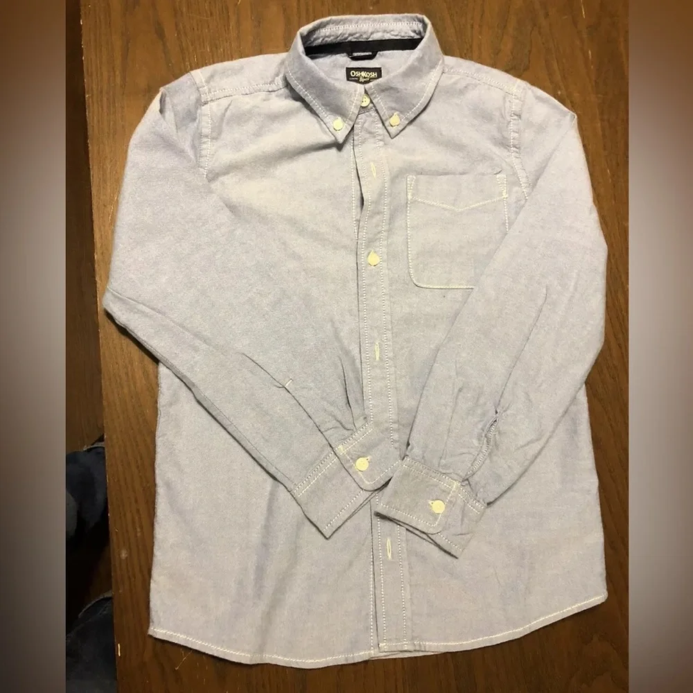OSHKOSH B’GOSH BOY OXFORD SZ 10 CHAMBRAY BLUE BUTTON DOWN LONG SLEEVE SHIRT ECU